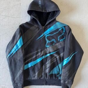 Y2K Fox fur lined zip up Mens Large